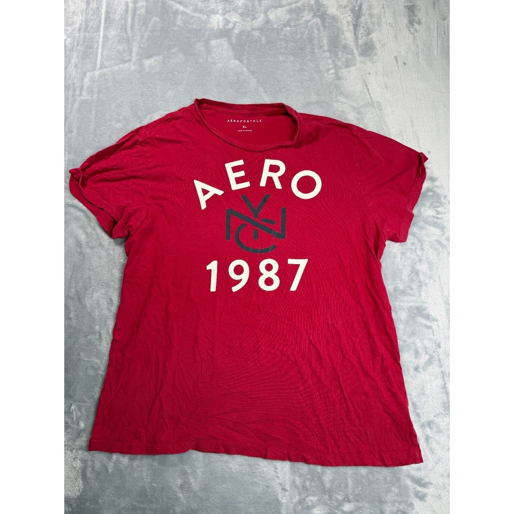 Aeropostale T Shirt Mens XL Red Cotton Short Sleeve Crew Neck Aero NYC 1987 Tee